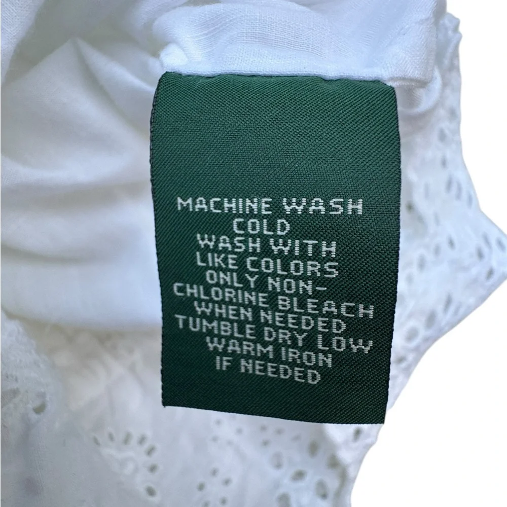 Ralph Lauren White Lace Trim Peasant Blouse Petite Medium - Picture 6 of 7